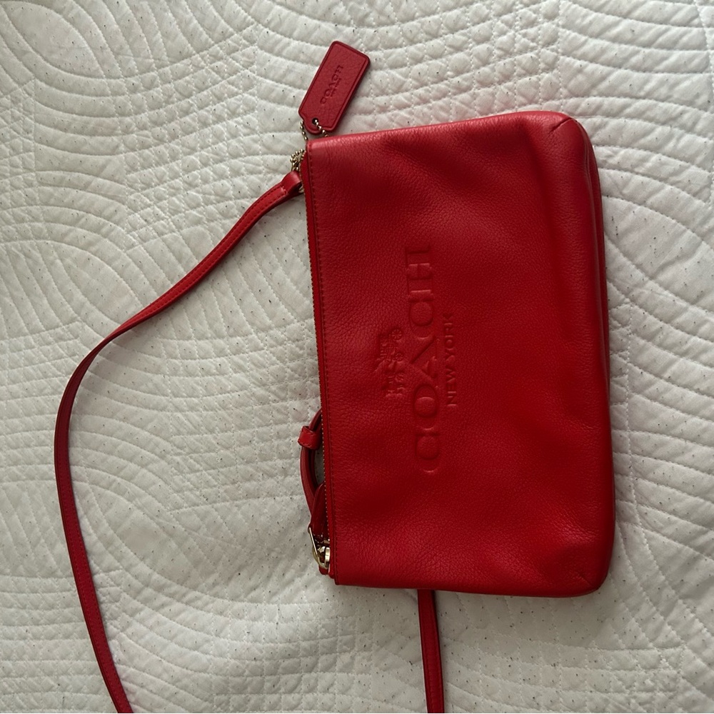 Coach Red Crossbody Bag Sleek Modern Design - Picture 15 of 15